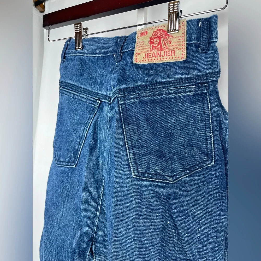 Vintage JEANJER Denim Skirt 5/6 High Waist Blue Jean Skirt 90s Y2K Pencil Mini - Picture 6 of 12